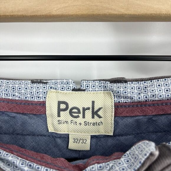 Perk Pants Size 32x32 Mens Gray Slim Fit Stretch Tapered Leg Flat Front Chino - Picture 4 of 8